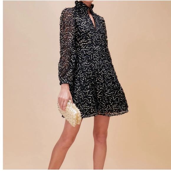 TUCKERNUCK Nightly Organza Palmerston Dress Black Gold Size Large - Picture 2 of 10